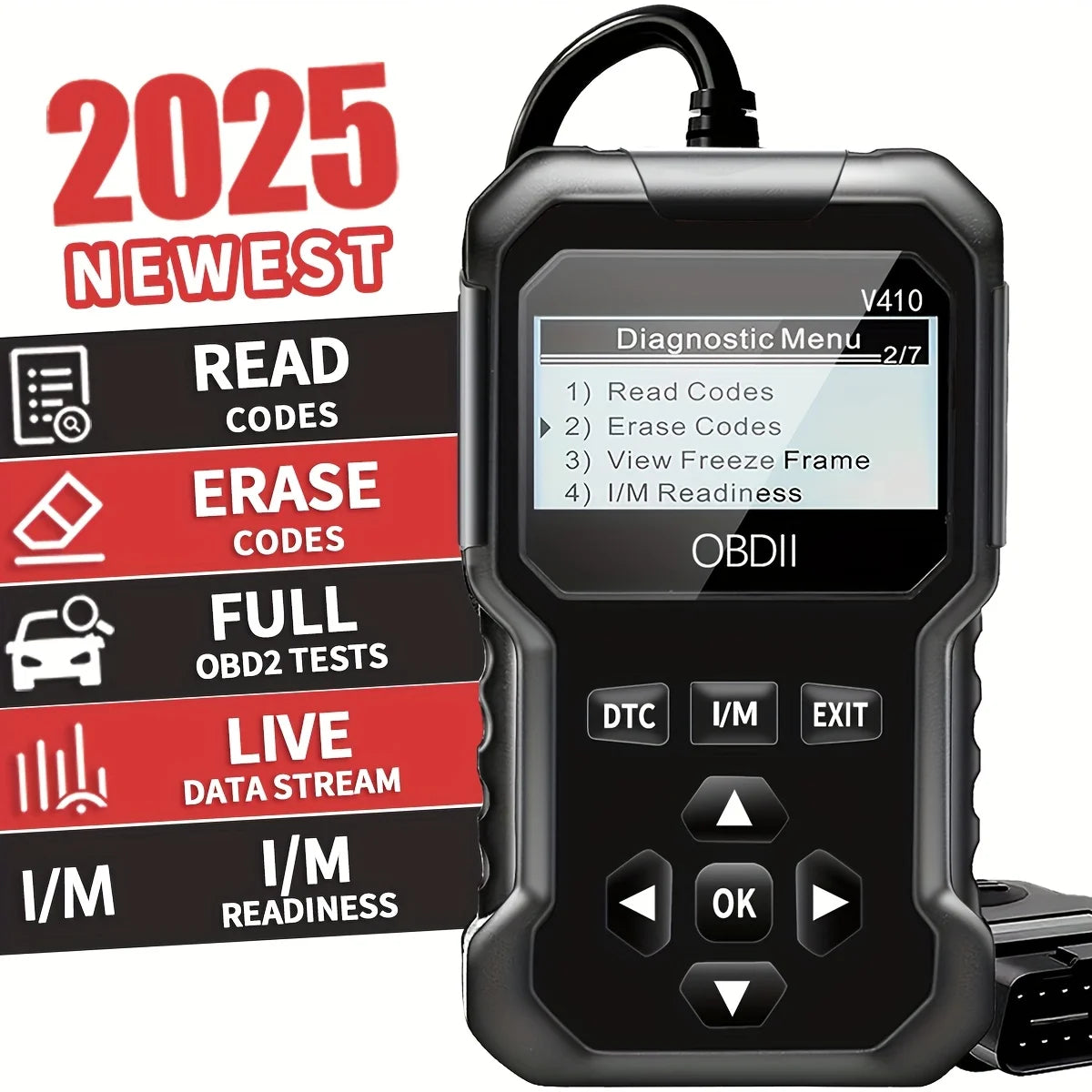 OBD2 Car Diagnostic Scanner — Read & Clear Engine Codes, Works on All Cars 1996 & Newer