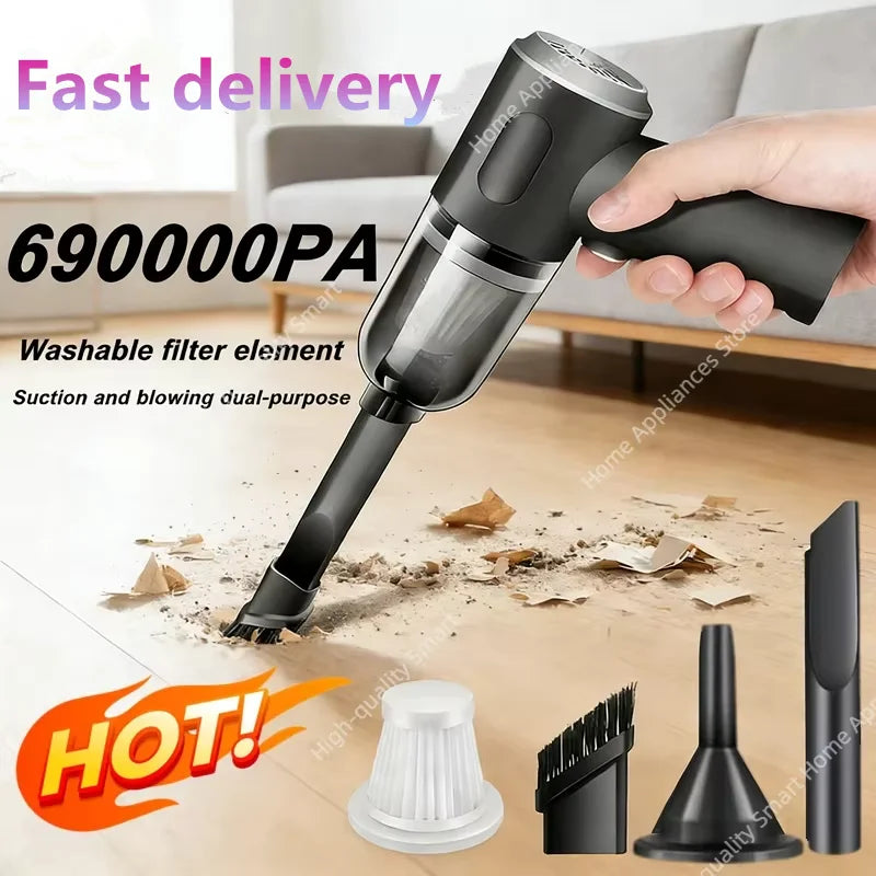Cordless Car Vacuum — 690000Pa Powerful Suction, Wireless & Lightweight